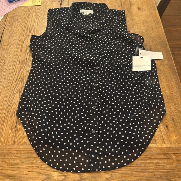 Liz Claiborne Polka Dot Sheer Sleeveless Top - Picture 1 of 4